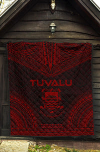 Tuvalu Premium Quilt - Tuvalu Coat Of Arms Polynesian Chief Red Version - Polynesian Pride
