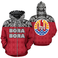 Bora Bora All Over Zip up Hoodie Polynesian Hoodie Version Unisex White - Polynesian Pride