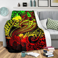 Papua New Guinea Premium Blanket - Reggae Shark Polynesian Tattoo - Polynesian Pride