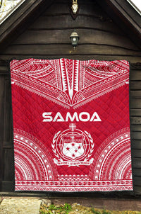 Samoa Premium Quilt - Samoa Coat Of Arms Polynesian Chief Red Version - Polynesian Pride