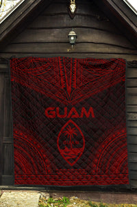 Guam Premium Quilt - Guam Coat Of Arms Polynesian Chief Red Version - Polynesian Pride