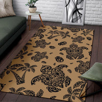 Hawaii Area Rug Polynesian Turtle Palm And Sea Pebbles AH - Polynesian Pride
