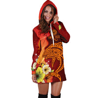 American Samoa Personalised Custom Women's Hoodie Dress - Tribal Tuna Fish - Polynesian Pride