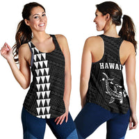 Hawaii Kakau Polynesian Hammerhead Shark Women's Racerback Tank - White White - Polynesian Pride