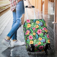 Tropical Hibiscus Banana Leafs Luggage Cover - Polynesian Pride