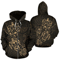 Zip up Hoodie Guam Family Turtles Map Polynesian Gold Unisex Gold - Polynesian Pride