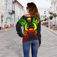 Pohnpei Polynesian Shoulder Sweater Map Reggae - Polynesian Pride