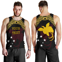 Papua New Guinea Custom Personalised Men's Tank Top - Erudite Eye Black - Gold - Polynesian Pride