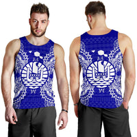 French Polynesia Polynesian Men Tank Top Map Blue - Polynesian Pride