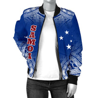 Samoa Women's Bomber Jacket - Polynesian Fog Blue - Polynesian Pride