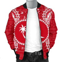 Chuuk Polynesian Men's Bomber Jacket Map Red White - Polynesian Pride