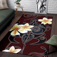 Turtle Poly Trinal Plumeria Red Area Rug AH - Polynesian Pride