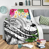 Papua New Guinea Polynesian Premium Blanket - Summer Plumeria (White) - Polynesian Pride