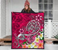 Polynesian Premium Quilt - Turtle Plumeria Pink Color - Polynesian Pride