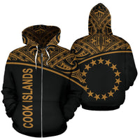Cook Islands Polynesian Zip up Hoodie Curve Gold Unisex Gold - Polynesian Pride
