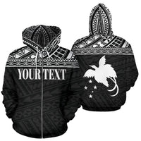 Papua New Guinea Polynesian All Over Custom Zip up Hoodie Black Horizontal Unisex Black - Polynesian Pride