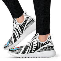 Fiji Polynesian Tattoo Mesh Knit Sneakers White - Polynesian Pride