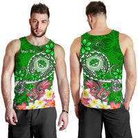 FSM Custom Personalised Men's Tank Top - Turtle Plumeria (Green) - Polynesian Pride