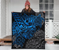 Tonga Polynesian Premium Quilt - Blue Turtle Flowing - Polynesian Pride