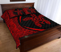Hawaiian Polynesian Turtle Quilt Bed Set - Circle Style Red - Polynesian Pride