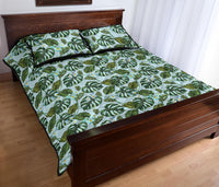 Tropical Flowers Monstera Leaf Quilt Bed Set - Polynesian Pride