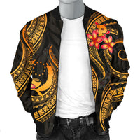 Pohnpei Micronesian Men Bomber Jacket - Gold Plumeria - Polynesian Pride