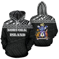 Norfolk All Over Hoodie Polynesian Black Version Unisex White - Polynesian Pride