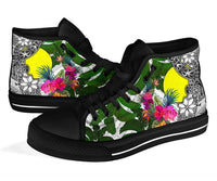 Palau High Top Shoes White - Turtle Plumeria Banana Leaf - Polynesian Pride