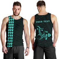 Hawaii Kakau Polynesian Hammerhead Shark Personalized Men's Tank Top - Turquoise Turquoise - Polynesian Pride