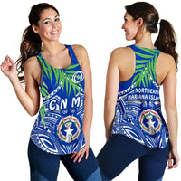 Northern Mariana Islands Rugby Women Racerback Tank Coconut Leaves - CNMI - Polynesian Pride