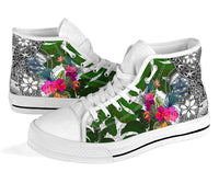 Palau High Top Shoes White - Turtle Plumeria Banana Leaf Crest - Polynesian Pride