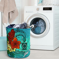 Cook Islands Laundry Basket - Custom Personalised Tropical Flowers Style - Polynesian Pride