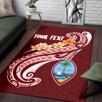 Guam Personalised Area Rug - Guam Seal Polynesian Patterns Plumeria (Red) - Polynesian Pride