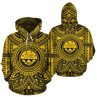 Federated States of Micronesia ll Over Hoodie Federated States of Micronesia Coat of rms Polynesian Gold Black - Polynesian Pride