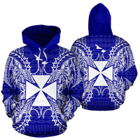 Wallis nd Futuna Polynesian ll Over Hoodie Map Blue Unisex Blue - Polynesian Pride
