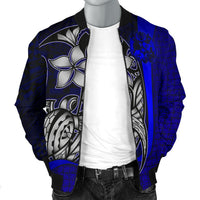 Tonga Micronesia Men's Bomber Jackets Blue - Turtle With Hook - Polynesian Pride