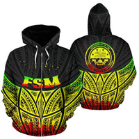 Federated States of Micronesia Polynesian Zip up Hoodie Reggae Pride Map and Seal Unisex Reggae - Polynesian Pride