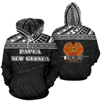 Papua New Guinea All Over Hoodie Polynesian Black Version Unisex White - Polynesian Pride