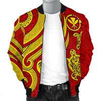 Polynesian Hawaii (Kanaka Maoli) Men Bomber Jacket - Red Tentacle Turtle - Polynesian Pride