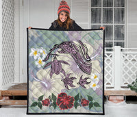 Hawaii Turtle Shark Hibiscus Premium Quilt - Beige - LH Style - Polynesian Pride