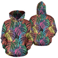 Polynesian All Over Zip up Hoodie Palm Leaves Neon Color Unisex Neon - Polynesian Pride