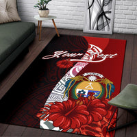 Nauru Polynesian Custom Personalised Area Rug - Coat Of Arm With Hibiscus - Polynesian Pride