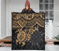 Polynesian Premium Quilt - Polynesian Golden Turtle Hibiscus - Polynesian Pride