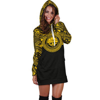 Federated States of Micronesia Women Hoodie Dress - Federated States of Micronesia Coat Of Arms Polynesian Gold Black - Polynesian Pride