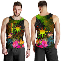 The Philippines Polynesian Men's Tank Top - Hibiscus and Banana Leaves - Polynesian Pride