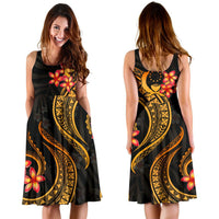 Pohnpei Micronesian Midi Dress - Gold Plumeria - Polynesian Pride