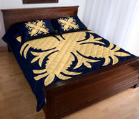Hawaiian Quilt Bed Set Royal Pattern - Indigo - A2 Style - Polynesian Pride
