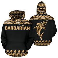 Barbarian All Over Hoodie Polynesian Shark Hoodie Unisex Gold - Polynesian Pride