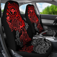Hawaii Polynesian Seat Covers - Red Kanaka Maoli Turtle Tattoo Hibiscus Turtle Flowing - Polynesian Pride