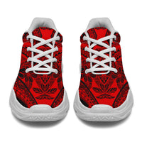 Polynesian Plumeria Mix Red Black Chunky Sneakers - Polynesian Pride